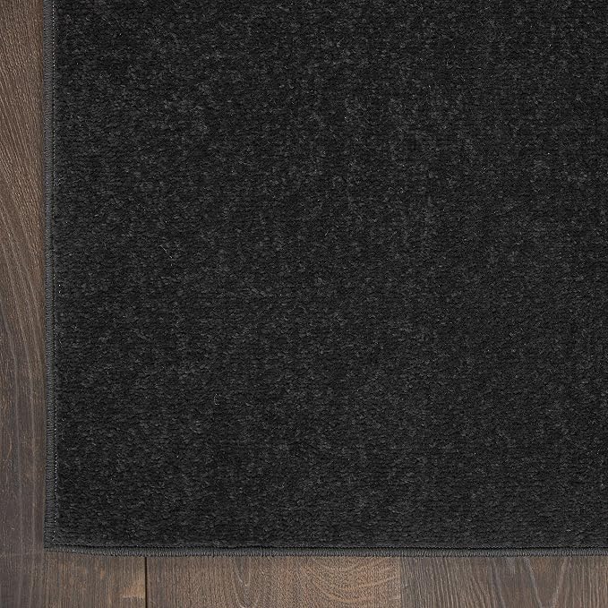 Nourison Home Nourison Essentials Black 3' x 5' Area Rug - Easy Clean, Non Shedding, Bed Room, Living Room, Dining Room, Kitchen (3' x 5')