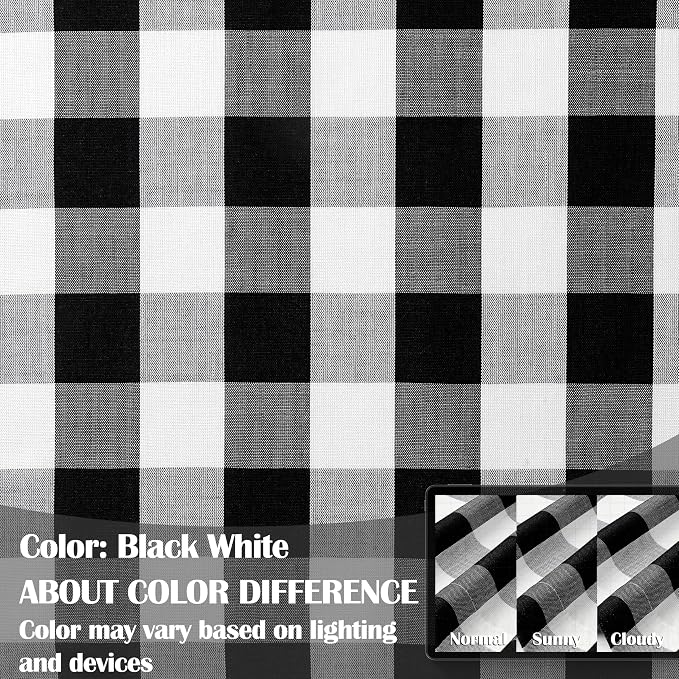 Black White Buffalo Light Filtering Curtain Panels 72 Inches Long | Gingham Semi Sheer Drapes for Living Room,Yarn Dyed Fabric,Farmhouse Window Treatment for Bedroom,52" Wx72 L,Pack of 2