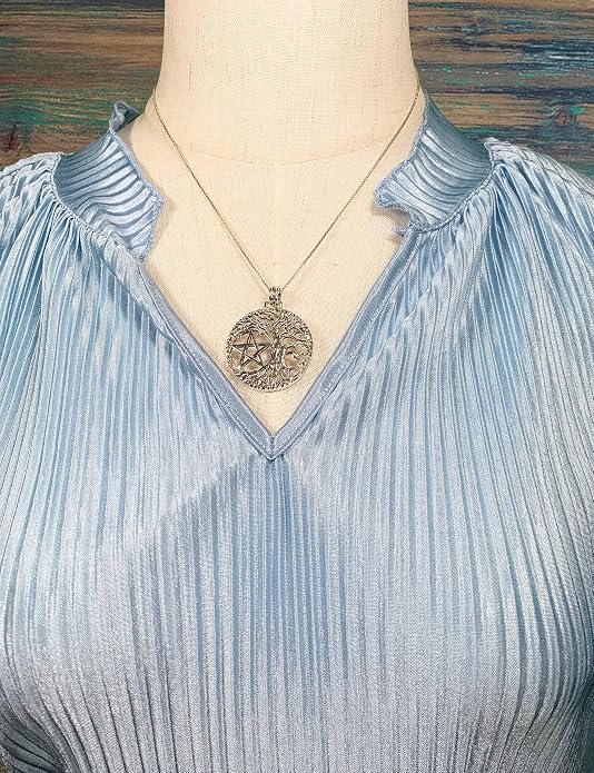 Jewelry Trends Sterling Silver Pentacle Tree of Life Wiccan Pendant Necklace 18"
