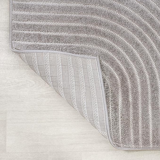 JONATHAN Y Hallie High-Low Curve Gray/Ivory 6x6 Square Indoor/Outdoor Area Rug, Minimalist, Pet Friendly, Non-Shedding, Stain Resistant, Hose-Washable for Backyard, Patio, Porch (SCN100A-6SQ)