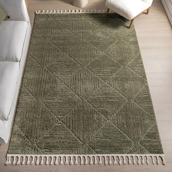 Nuloom Kerry Green, 3' x 5', Geometric, Soft and Cozy, High Traffic, Stain Resistant, Easy Clean, Durable Area Rug for Bedroom, Living Room, Dining Space, Den, Foyer, Entryway