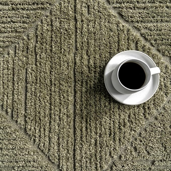 Nuloom Kerry Green, 3' x 5', Geometric, Soft and Cozy, High Traffic, Stain Resistant, Easy Clean, Durable Area Rug for Bedroom, Living Room, Dining Space, Den, Foyer, Entryway