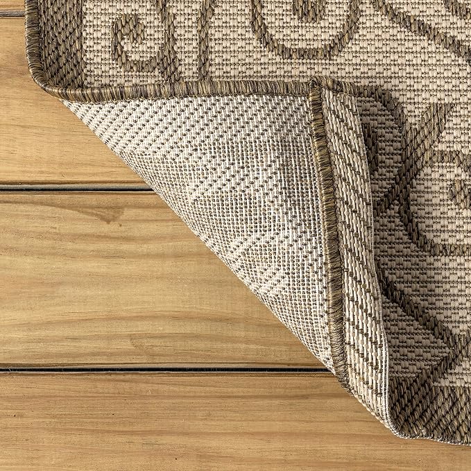 JONATHAN Y Vintage Filigree Indoor Outdoor Square Area Rug 8X8 Beige/Brown, Madrid Textured Weave for Backyard, Patio, Porch, Easy-Cleaning, High Traffic, Pet-Friendly, Non-Shedding (SMB107B-8SQ)