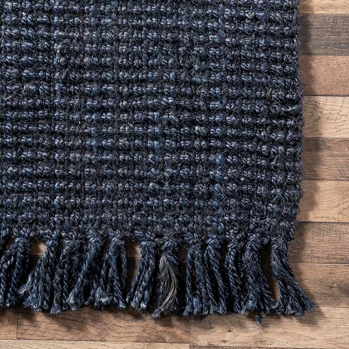 nuLOOM Daniela Farmhouse Chunky Jute Area Rug, 6x9, Navy Blue