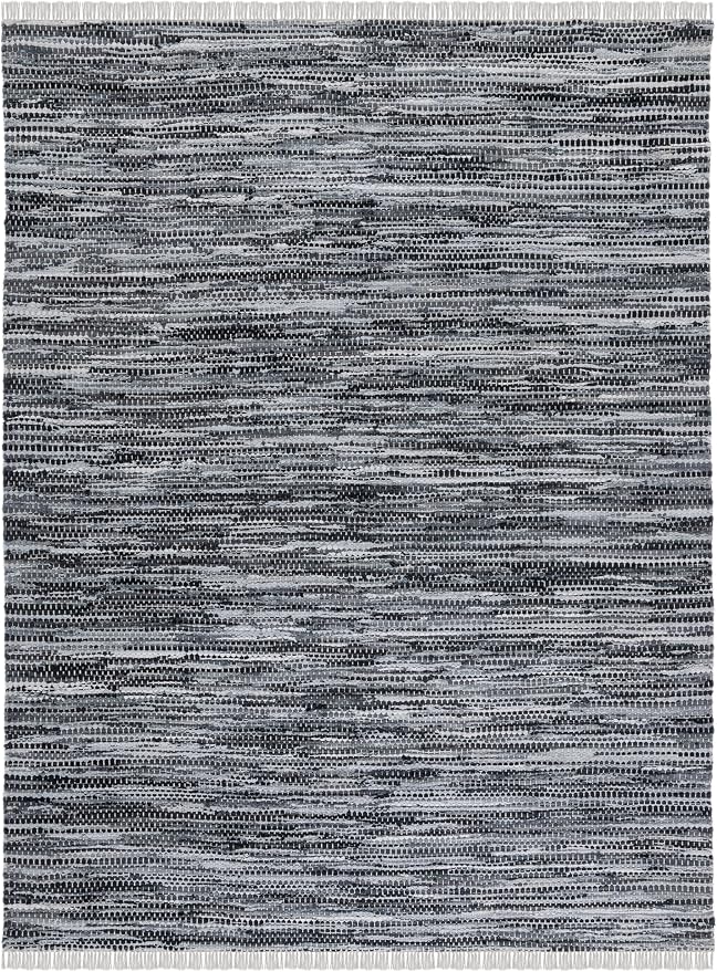 SAFAVIEH Montauk Collection Area Rug - 9' x 12', Grey & Black, Handmade Flat Weave Cotton, Ideal for High Traffic Areas in Living Room, Bedroom (MTK251F)