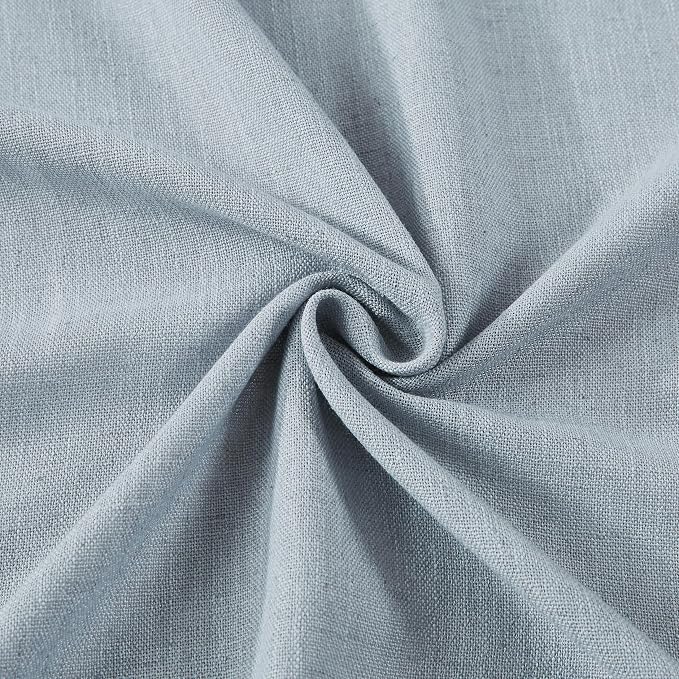 Vision Home Blue Pinch Pleated Semi Sheer Curtains Linen Blended Light Filtering Window Curtains 90 inch for Living Room Bedroom Pinch Pleat Drapes with Hooks 2 Panels 40" Wx90 L,Blueish Gray