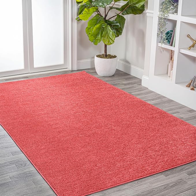 JONATHAN Y Haze Solid Low-Pile Red Indoor Area Rug 12x15, Coastal,Bohemian,Minimalist,Classic, Easy-Cleaning for Living Room,Bedroom,Kitchen,Pet Friendly,Non-Shedding (SEU100E-15)