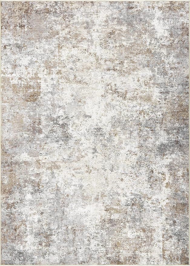 UERMEI 7x10 Area Rug Living Room Rugs - Washable Neutral Modern Abstract Soft Thin Large Rug Indoor Floor No Slip Rug Carpet for Bedroom Under Dining Table Home Office Decor - Brown Grey