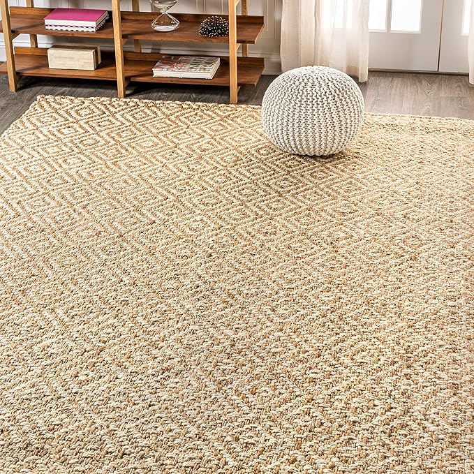 JONATHAN Y Hira Hand Woven Diamond Chunky Jute Natural Indoor Area Rug, 4x6, Bohemian, Transitional, Easy-Cleaning for Living Room, Bedroom, Kitchen, Pet Friendly, Non-Shedding (NFR100A-4)