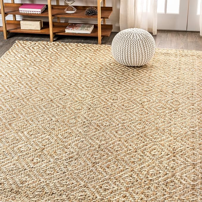 JONATHAN Y Hira Hand Woven Diamond Chunky Jute Natural Indoor Area Rug, 3x5, Bohemian, Transitional, Easy-Cleaning for Living Room, Bedroom, Kitchen, Pet Friendly, Non-Shedding (NFR100A-3)