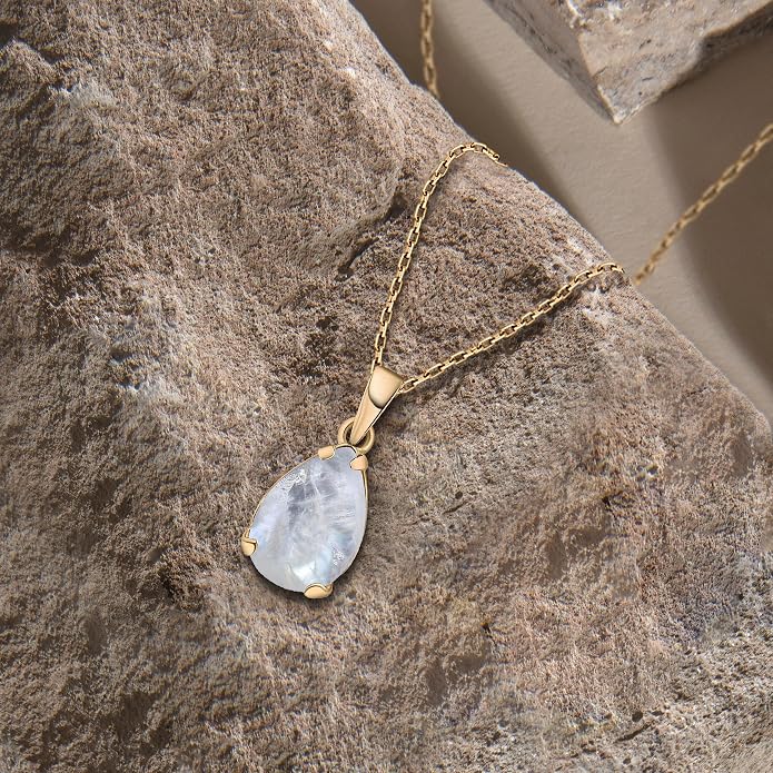 14K Gold Plated Gemstone Necklace for Women - Birthestone Teardrop Necklace - Gold Jewelry for Women - Dainty Gold Necklace - Everyday Necklaces - Gold Necklaces for Women