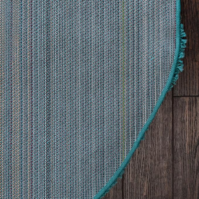 Unique Loom Solid Shag Collection Area Rug (8' x 10' Oval, Deep Aqua Blue)
