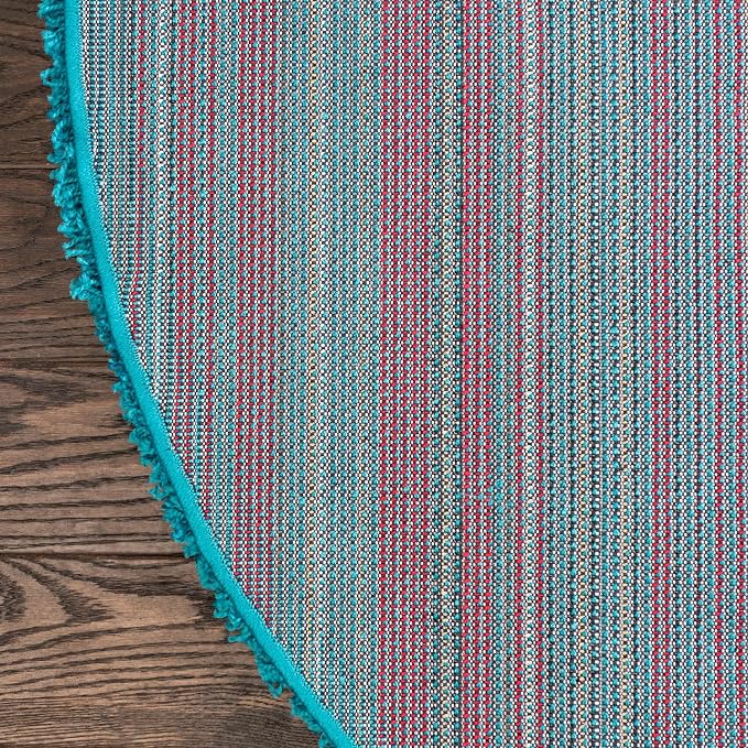 Unique Loom Solid Shag Collection Area Rug (7' 1" Round, Turquoise)