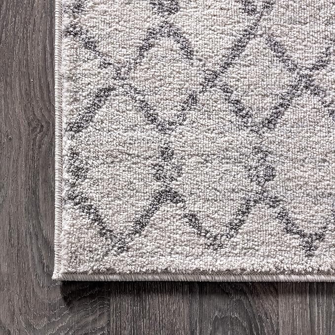 JONATHAN Y Boho Vintage Diamond Cream/Gray Oval Area Rug 5X8 ft, Moroccan Hype for Living Room, Bedroom, Kitchen, Office, Easy-Cleaning, High Traffic, Pet-Friendly, Non-Shedding (MOH101B-5OV)