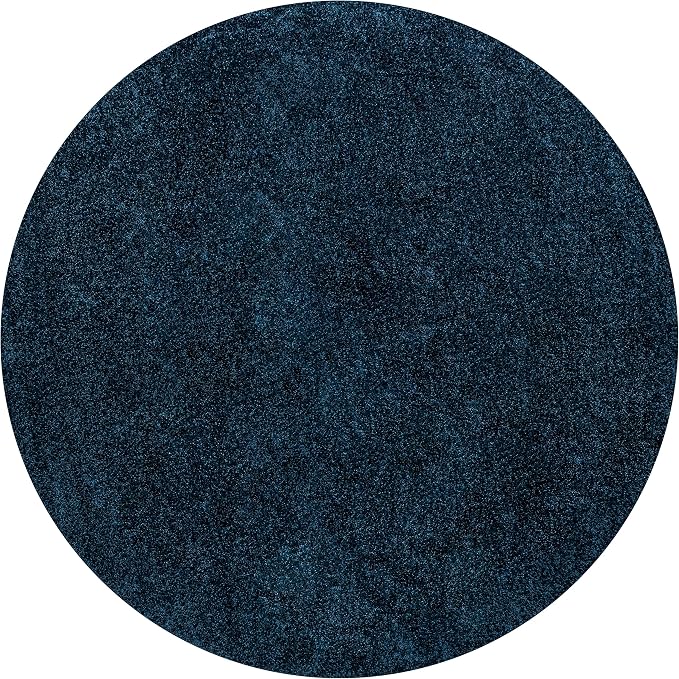 JONATHAN Y Haze Solid Low-Pile Navy 5' Round Indoor Area Rug, Coastal,Bohemian,Minimalist,Classic, Easy-Cleaning for Living Room,Bedroom,Kitchen,Pet Friendly,Non-Shedding (SEU100C-5R)