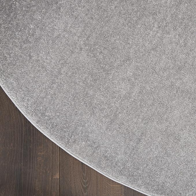 Nourison Home Nourison Essentials Silver Grey 6' x Round Area Rug - Easy Clean, Non Shedding, Bed Room, Living Room, Dining Room, Kitchen (6' x Round)