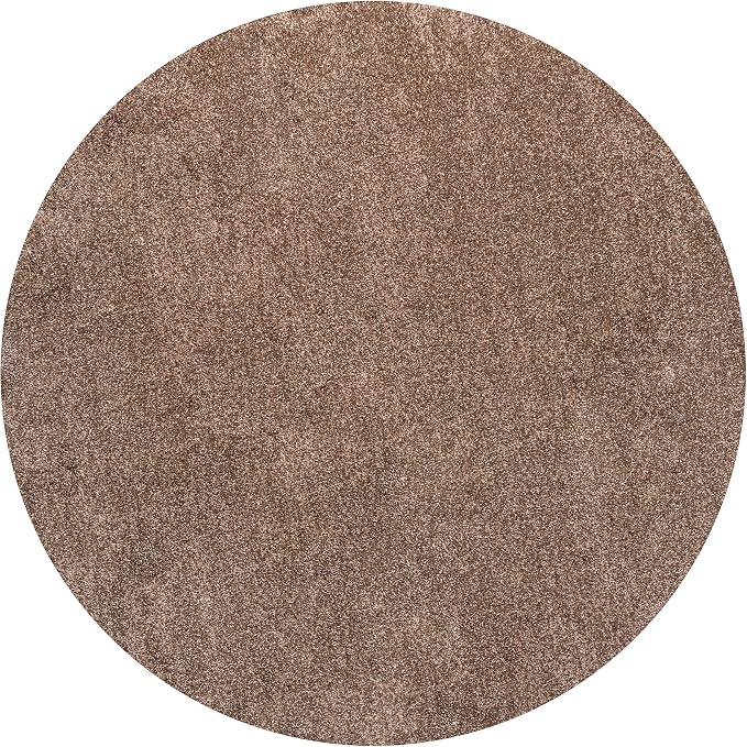 JONATHAN Y Haze Solid Low-Pile Brown 8' Round Indoor Area Rug, Coastal,Bohemian,Minimalist,Classic, Easy-Cleaning for Living Room,Bedroom,Kitchen,Pet Friendly,Non-Shedding (SEU100J-8R)
