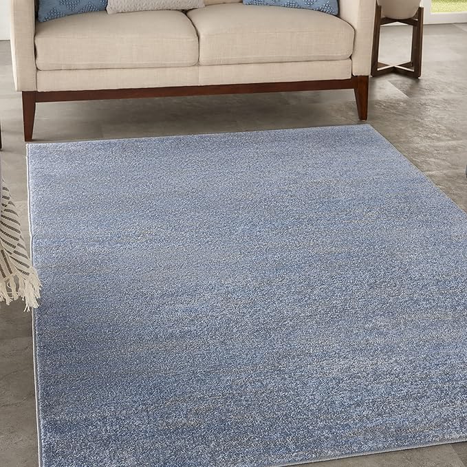 Nourison Home Nourison Essentials Blue Grey 6' x 9' Area Rug - Easy Clean, Non Shedding, Bed Room, Living Room, Dining Room, Kitchen (6' x 9')