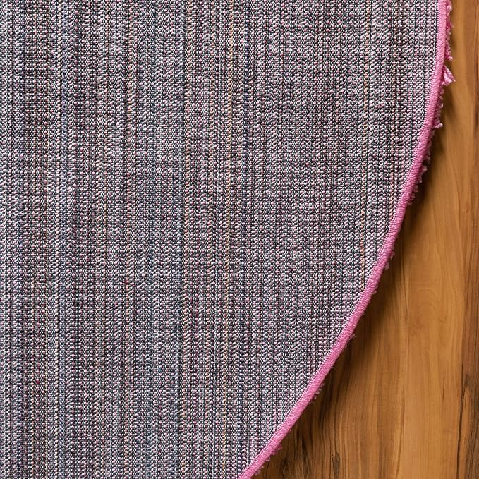 Unique Loom Solid Shag Collection Area Rug (3' 3" Round, Taffy Pink)