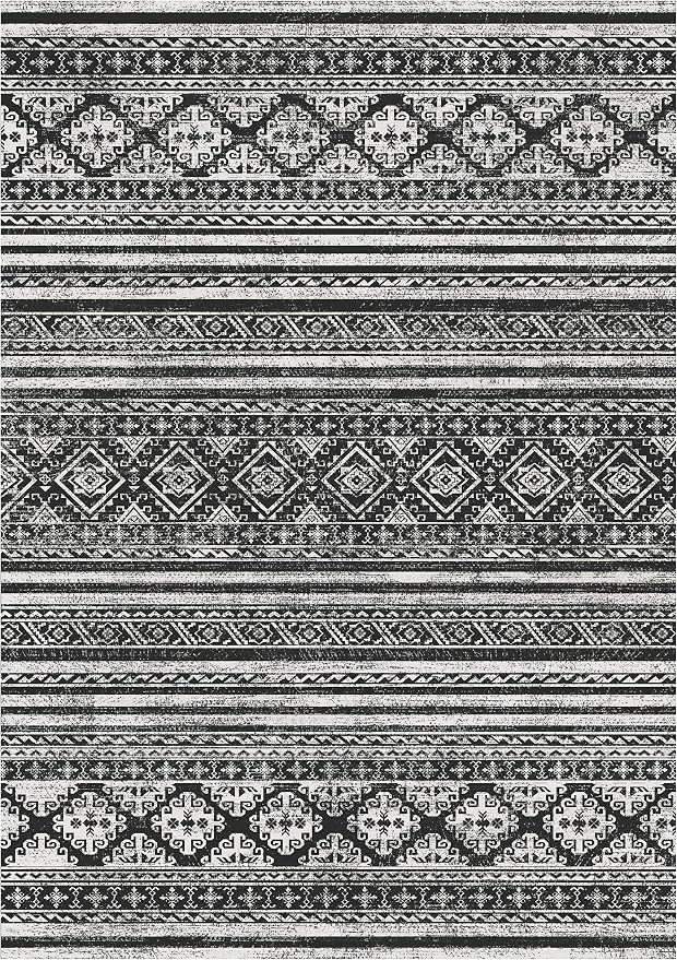 RUGSURE Washable Area Rugs 8' x 10' - 1/6 Thick - Moroccan-Inspired -Stain & Water Resistant Non-Slip - Resistant Rug for Living Room, Bedroom, Nursery, Pet & Child Friendly (Black)