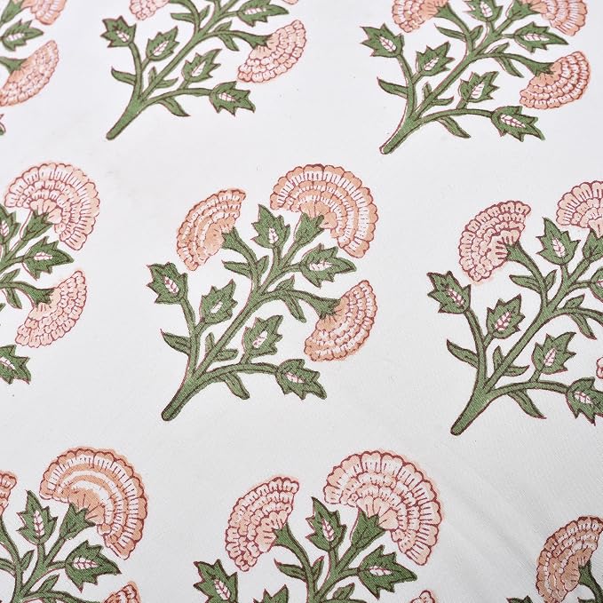 Ridhi Block Print Mughal Buta Peach Pillow Cover 20" x 20" (Pack of 2) Decorative Couch Pillows for Living Room, Farmhouse Chic Boho Cute Outdoor Pillows Covers Gifts for Spring, Mother's Day