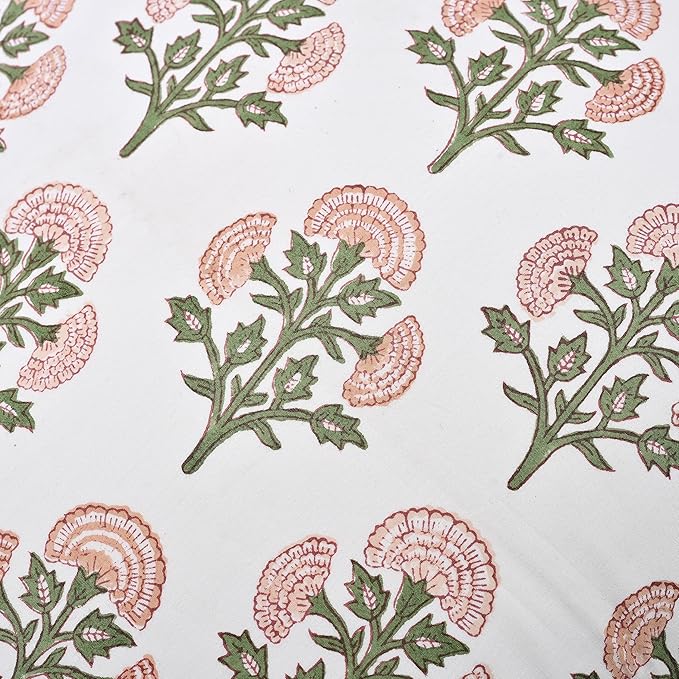 Ridhi Block Print Mughal Buta Peach Pillow Cover 16" x 16" (Pack of 2) Decorative Couch Pillows for Living Room, Farmhouse Chic Boho Cute Outdoor Pillows Covers Gifts for Spring, Mother's Day