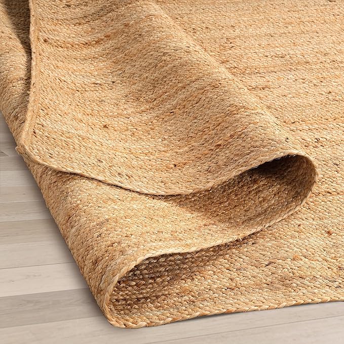 GRUHUM Jute Area Rug 9x12 Feet Natural Fiber Solid Boho Braided Handwoven Soft Farmhouse Rustic Vintage EcoFriendly Large Carpet Home Décor Rugs for Living Room Hallways Bedroom Enterways 9'x12'ft