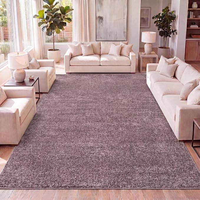 JONATHAN Y Haze Solid Low-Pile Light Purple Indoor Area Rug 9x12, Coastal,Bohemian,Minimalist,Classic, Easy-Cleaning for Living Room,Bedroom,Kitchen,Pet Friendly,Non-Shedding (SEU100R-9)