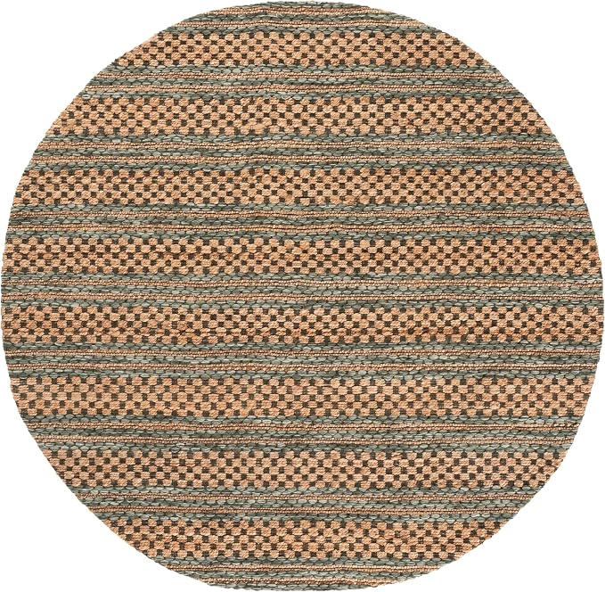 Martha Stewart X SAFAVIEH Collection Area Rug - 6' Round, Natural & Green, Handmade Wool & Jute, Ideal for Living Room, Bedroom, Dining Space (MSR9528Y)