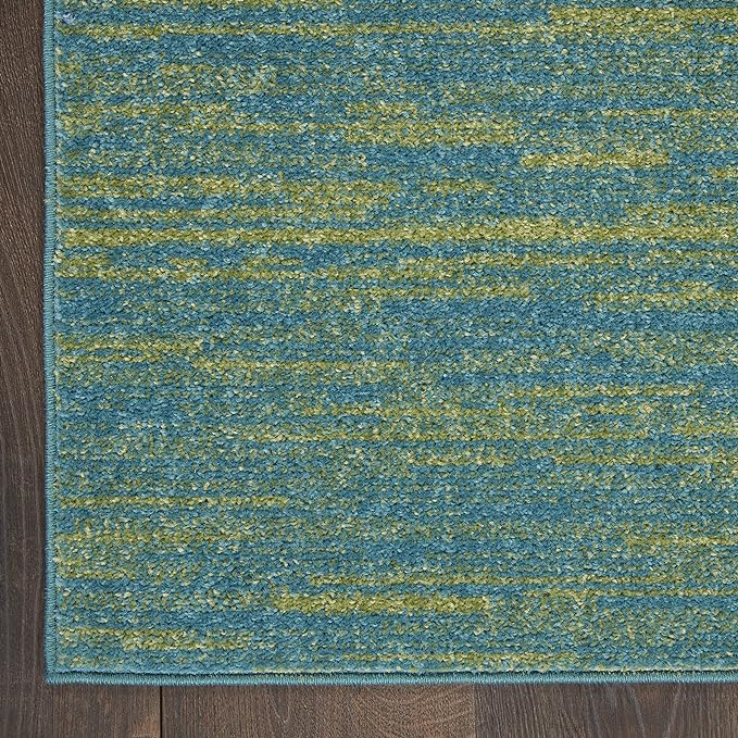 Nourison Home Nourison Essentials Blue Green 2' x 6' Area Rug - Easy Clean, Non Shedding, Bed Room, Living Room, Dining Room, Kitchen (6' Runner)