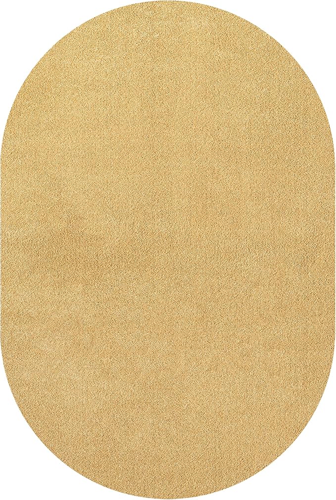 JONATHAN Y Haze Solid Low-Pile Mustard 4x6 Oval Indoor Area Rug, Coastal,Bohemian,Minimalist,Classic, Easy-Cleaning for Living Room,Bedroom,Kitchen,Pet Friendly,Non-Shedding (SEU100B-4OV)