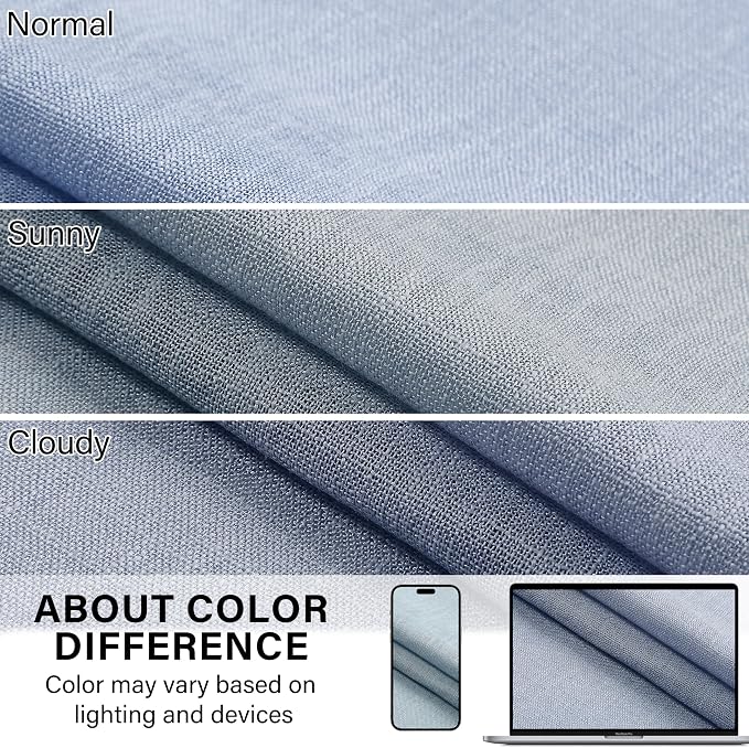 WEST LAKE 10 FT Tall Dusty Blue Bailey Pinch Pleated Full Blackout Curtains | 120 Inches Linen Textured Bedroom Living Room Drapes,Energy Efficient Back Tab Window Treatment,40"Wx120"Lx2