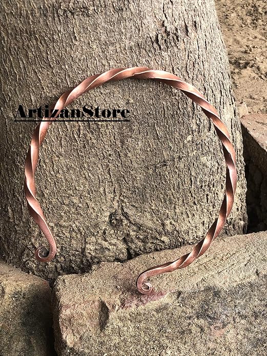 ARTIZANSTORE Hand Forged Iron Torc | Viking Torque Necklace for Men | Authentic Medieval Design | Historical Craftsmanship | Ideal Gift for History Enthusiasts