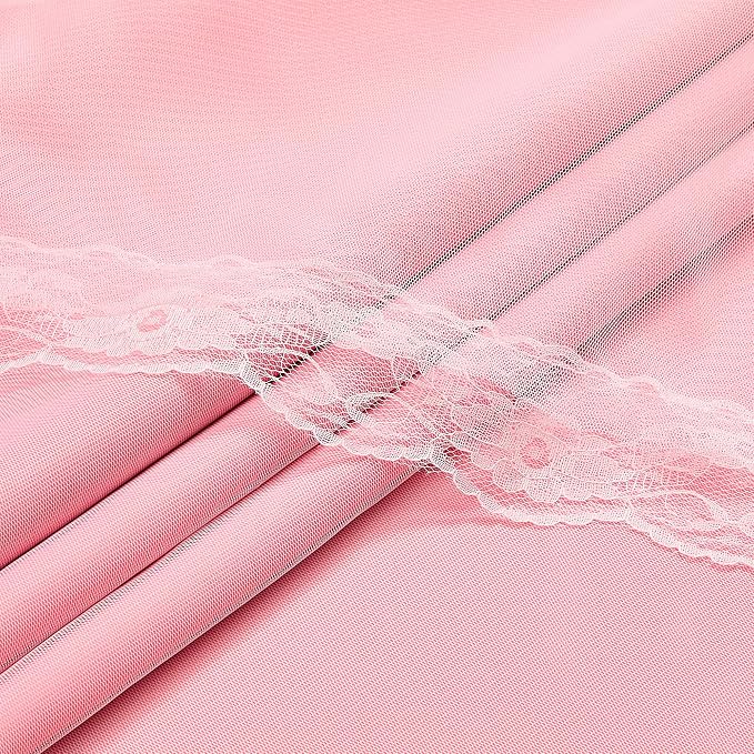 XiDi Double Layer Curtains with Sheer Overlay for Girls Kids Bedroom 96 Inches Long Pink Blackout Curtains Princess Nursery Thermal Insulated Room Darkening Grommet Drapes Lace Hem 2 Panels W52xL96