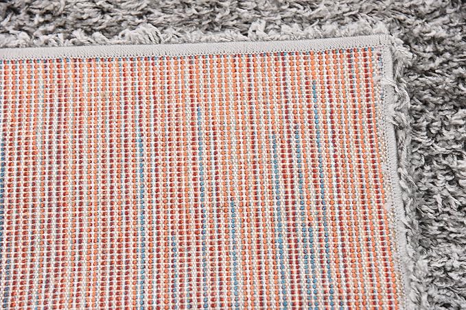 Unique Loom Solid Shag Collection Area Rug (2' x 6' 5" Runner, Cloud Gray) | Modern Solid rug, stain and water resistant, doesn't shed, easy to clean, kid and pet friendly. Ideal for the bathroom.