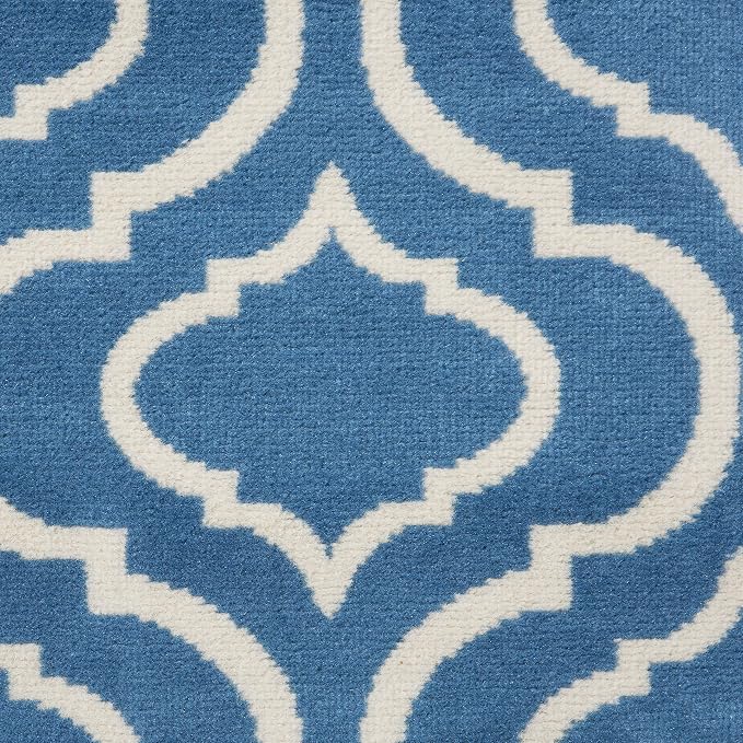 Nourison Home Jubilant Trellis Blue 8' x Round Area -Rug, Easy -Cleaning, Non Shedding, Bed Room, Living Room, Dining Room, Kitchen (8 Round)