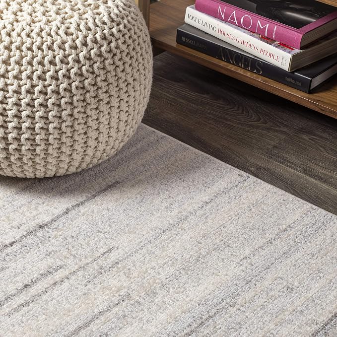 JONATHAN Y Linear Modern Half-Stripe Gray/Cream Indoor Area Rug, 3x5, Contemporary, Transitional, Easy-Cleaning for Living Room, Bedroom, Kitchen, Pet Friendly, Non-Shedding (CTP112B-3)