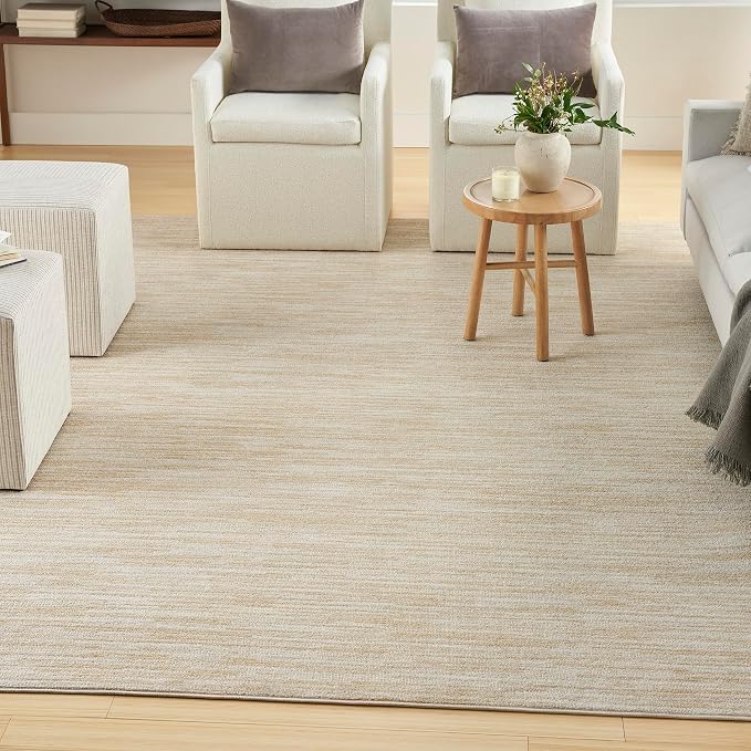 Nourison Home Nourison Essentials Ivory Gold 9' x 12' Area Rug - Easy Clean, Non Shedding, Bed Room, Living Room, Dining Room, Kitchen (9' x 12')