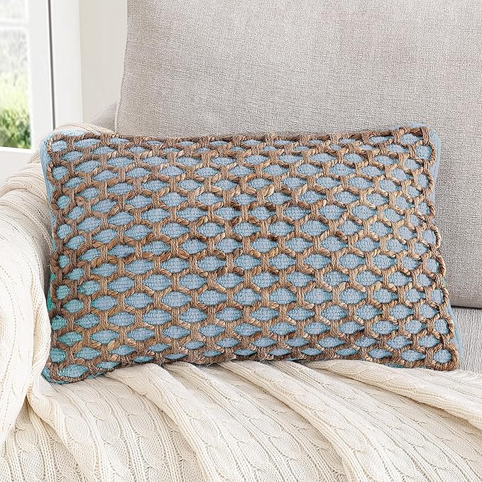 Boho Living 12x20 Light Blue Throw Pillow Covers Pillow Insert Included - Pack of 1
