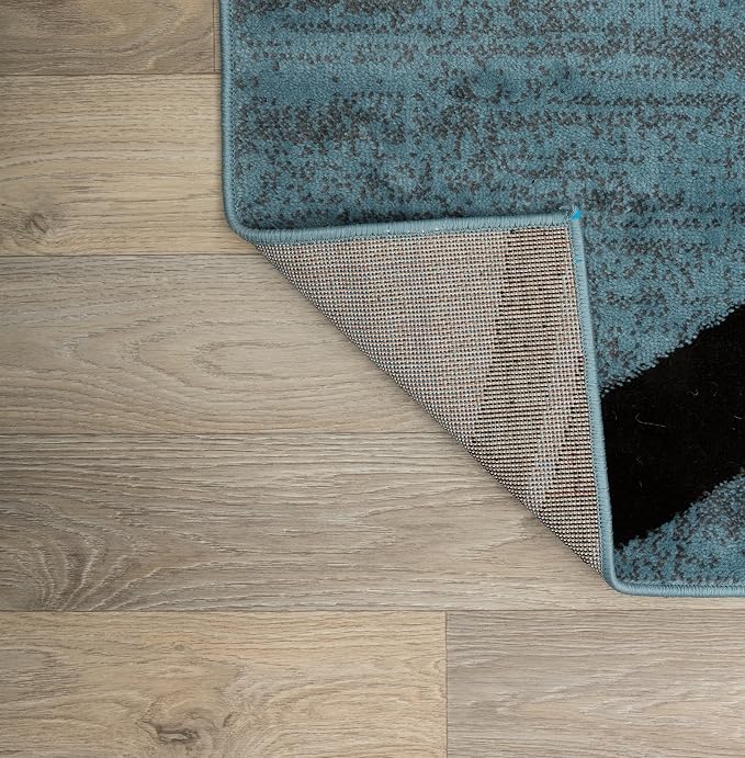 Rugshop Wavy Circles Modern Non-Shedding Area Rug Blue 10' x 14'