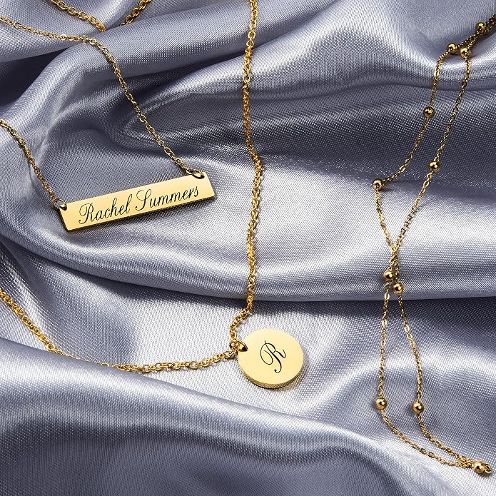 Personalized Necklace for Women, Custom Name Bar Pendant, Graduation Gift or Mothers Day Gift for Her, Gold Name Plate for Mom