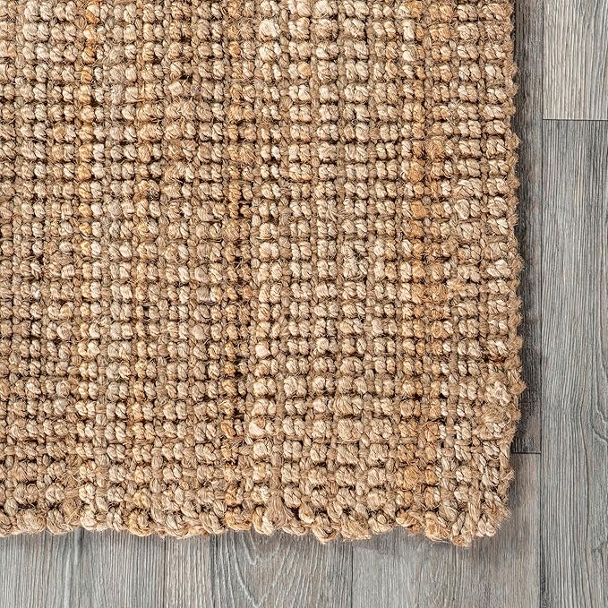 Nuloom Ashli Hand Woven, Natural, 6' x 9', Farmhouse, Jute, Soft and Textured, High Traffic, Stain Resistant, Easy Clean, Durable Area Rug for Bedroom, Living Room, Dining, Den, Foyer, Entryway