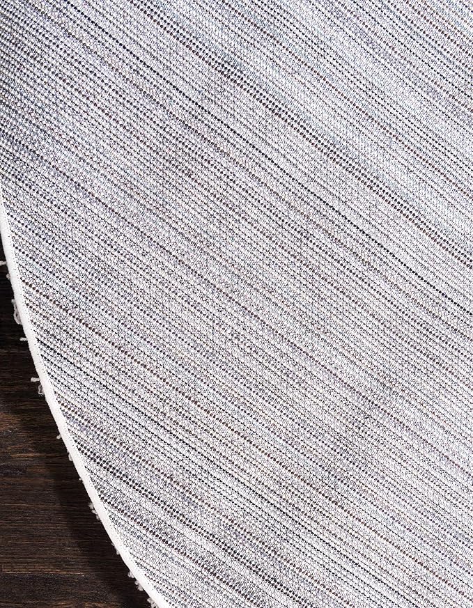 Unique Loom Solid Shag Collection Area Rug (6' 1" Round, Snow White) | Modern solid area rug for dining room, entryway & bedroom. Stain-resistant, easy-care, kid & pet friendly
