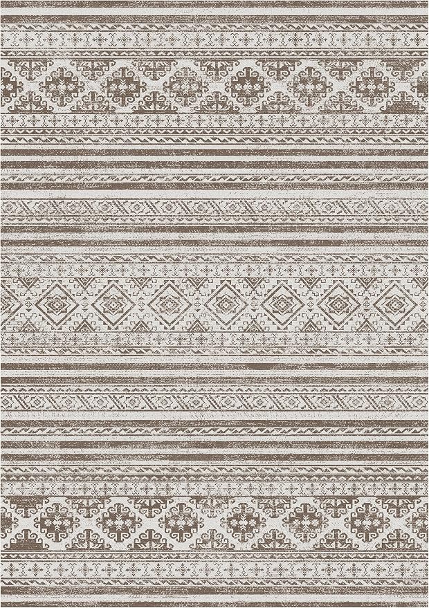 RUGSURE Washable Area Rugs 8' x 10' - 1/6 Thick - Moroccan-Inspired -Stain & Water Resistant Non-Slip - Resistant Rug for Living Room, Bedroom, Nursery, Pet & Child Friendly (Brown)