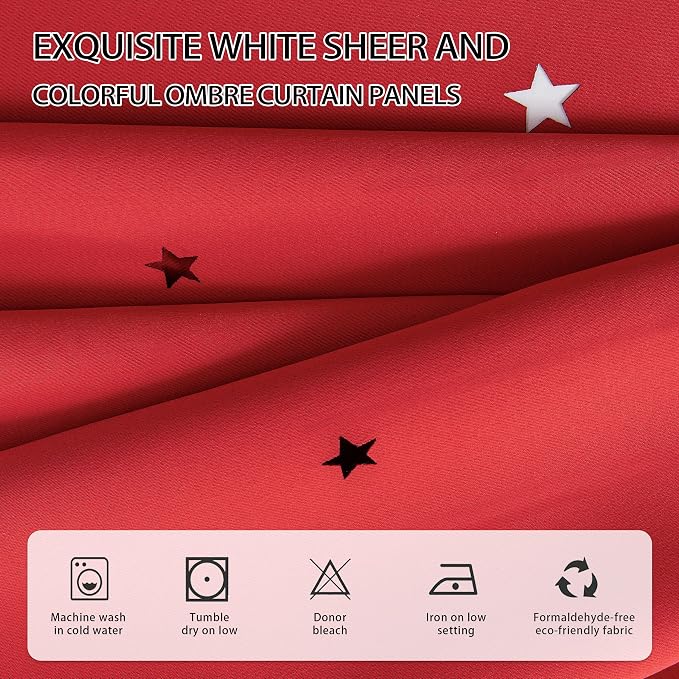 XiDi Black Out Curtains for Bedroom Windows, Curtains for Girls Bedroom Decor, Unicorn Curtains for Kids Room, Blackout Curtains for Living Room 63 inchs Long 52 inches Wide 2 Panel Red 52/72/2