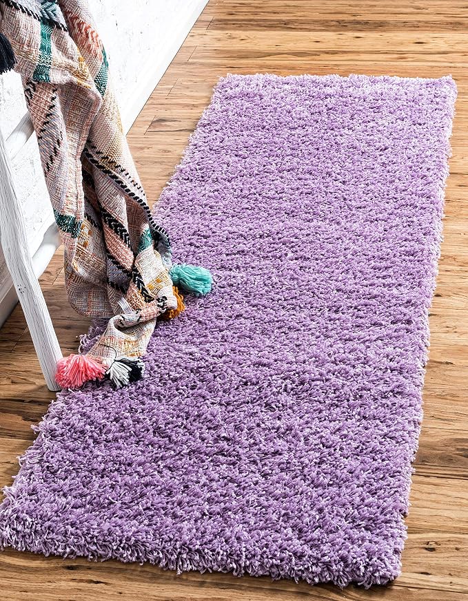 Unique Loom Solid Shag Collection Area Rug (2' 7" x 10' Runner, Lilac)