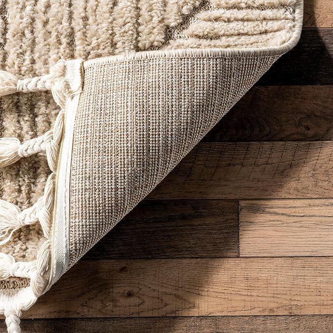 Nuloom Kerry Beige, 6' Round, Geometric, Soft and Cozy, High Traffic, Stain Resistant, Easy Clean, Durable Area Rug for Bedroom, Living Room, Dining Space, Den, Foyer, Entryway