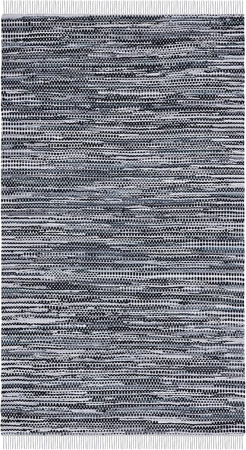 SAFAVIEH Area Rug 8x10 - Montauk Collection - Large - Grey & Black, Handmade Flat Weave Cotton, Ideal for Living Room, Bedroom, Office, Dining Space (MTK251F)