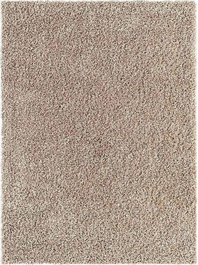 Unique Loom Solid Shag Collection Area Rug (9' x 12' Rectangle, Taupe) | Modern Solid rug, stain and water resistant, doesn't shed, easy to clean, kid and pet friendly. Ideal for the living room.