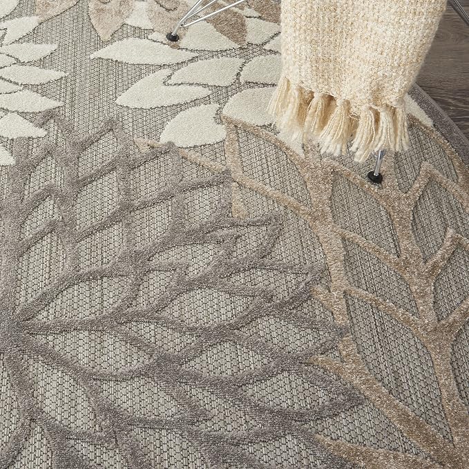 Nourison Home Aloha Natural 4' x Round Area Rug - Easy Clean, Non Shedding, Bed Room, Living Room, Dining Room, Kitchen (4' x Round)